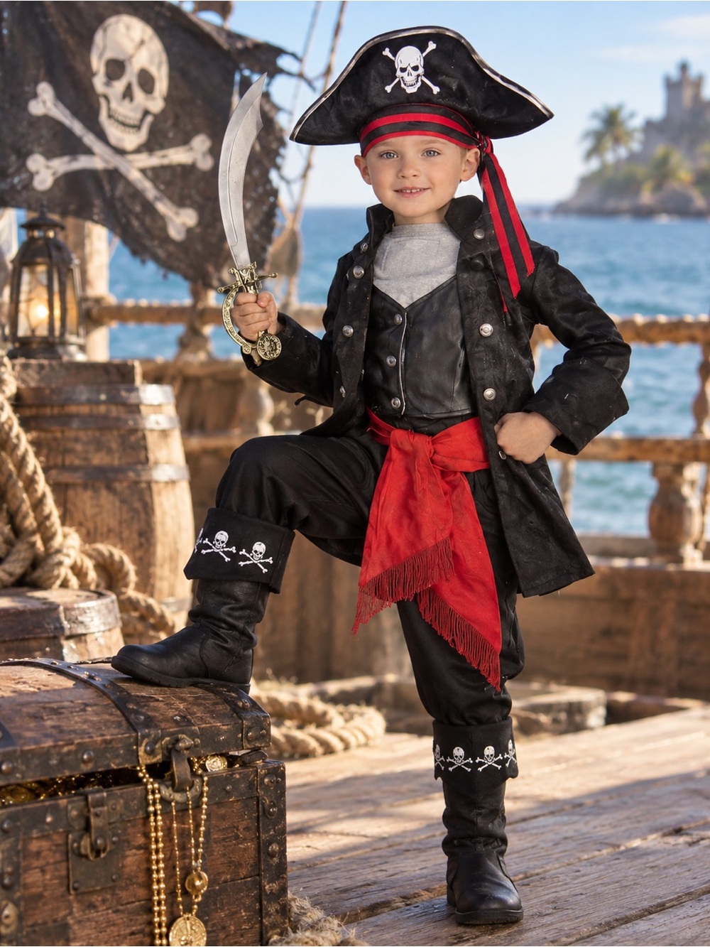 Rubie's Black and Red Classic Pirate Costume for Kids